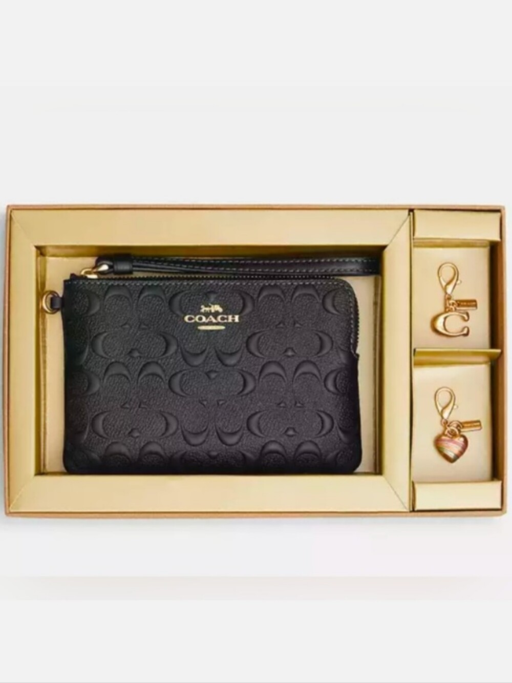 COACH Boxed Corner Zip Wristlet in Signature Leather with Charms CF358 NWT - Picture 12 of 12